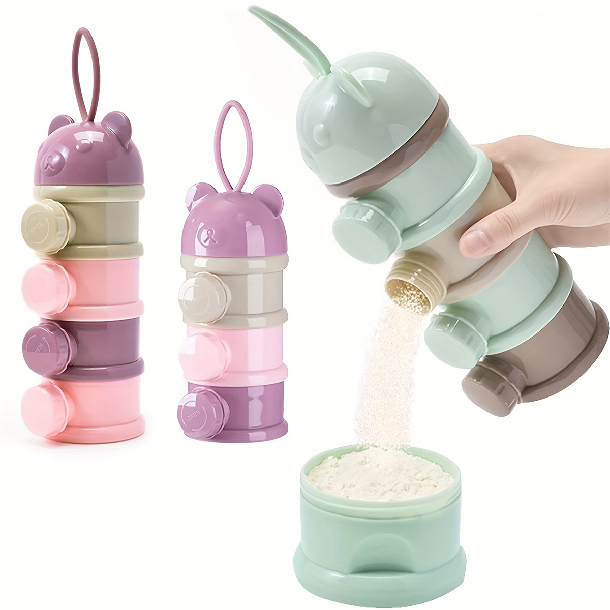 Baby Food Glass Jar - Babymelkpoedercontainer met grote capaciteit en riem,