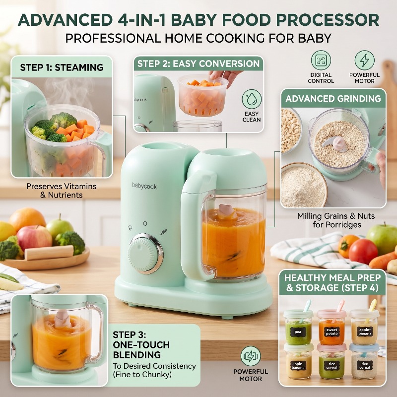 Baby Food Blender And Steamer - Multifunctionele, zeer nauwkeurige babyvoedselmolen, kleine automatische