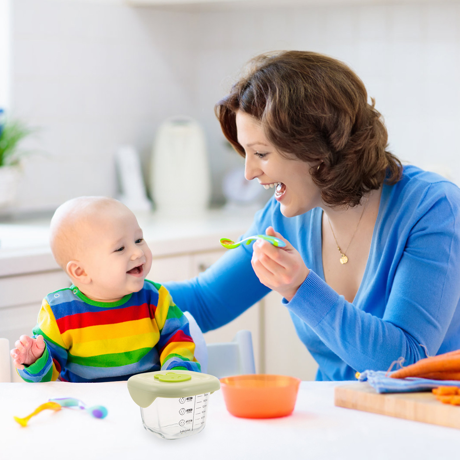 Baby Food Glass - 2 Stuks Babyvoeding Bewaarcontainers Glas 230Ml