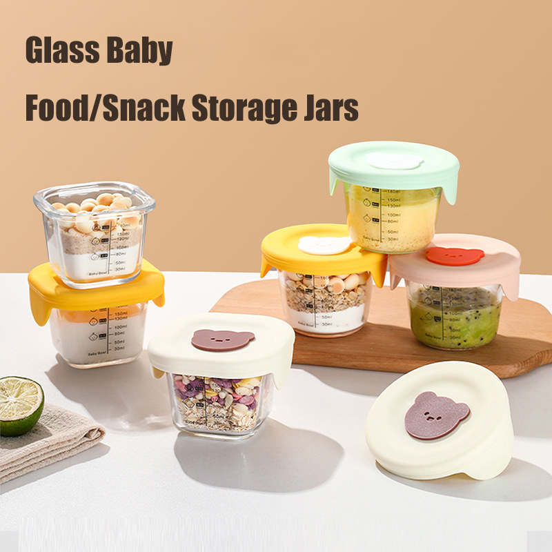 Baby Food Glass Jar - 180ml Glazen Babyvoeding Opslag Potten Met